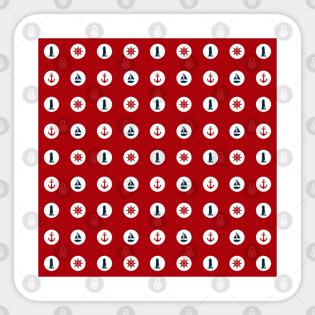 Red and Navy Blue Nautical Red Dots Sticker by Peter the T-Shirt Dude